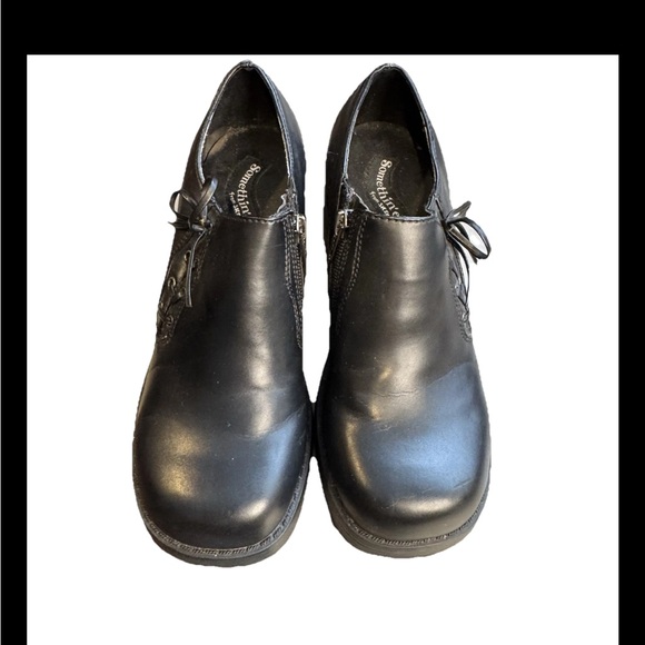 Skechers Somethin' Else chunky Block Heel Booties Black 90s Y2K Size 5 S2 - Picture 3 of 10